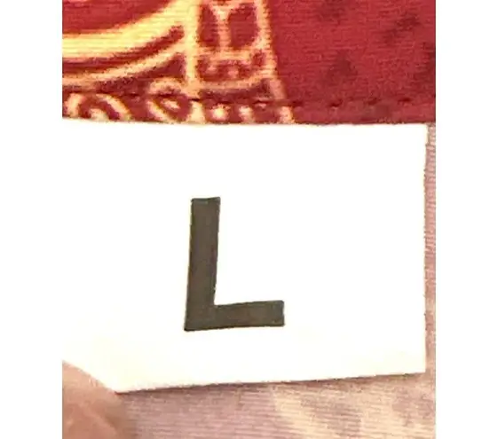 Vintage Red Elephant Print Long Sleeve Button Up Shirt Size Large Stylish Travel