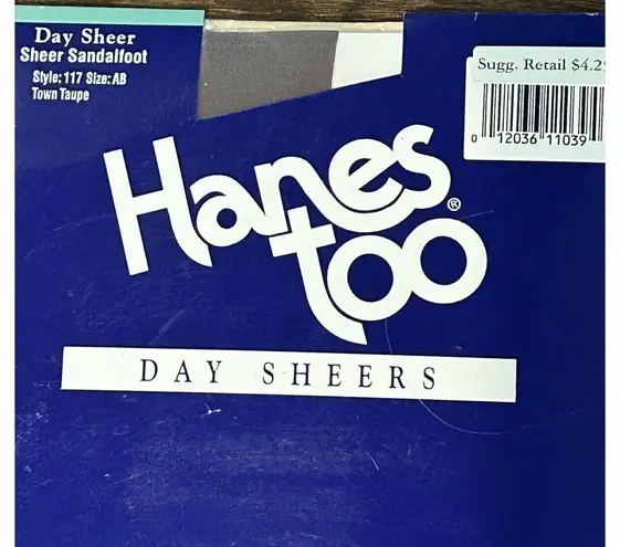 Hanes Vtg  Too Day Sheers Pantyhose Style 117 Barely There Sz AB Sheer Sandalfoot