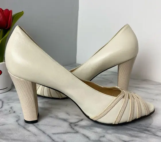 Taryn Rose  Neutral Cream Peep Toe Heels 39.5/9.5 Career