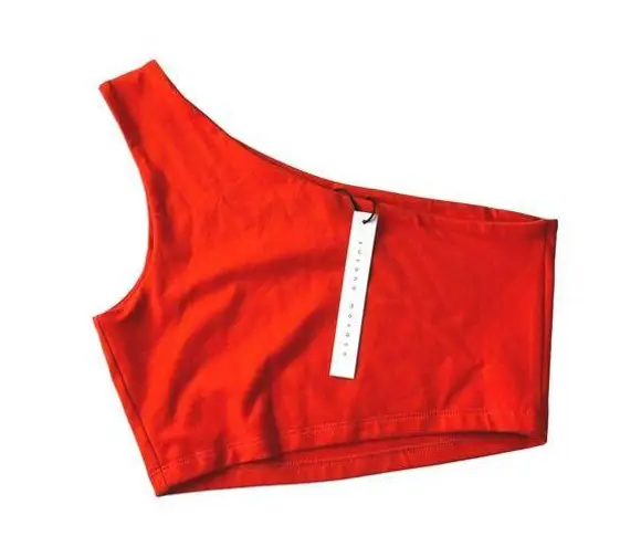 Susana Monaco One Shoulder Crop Top Bright Orange Size S