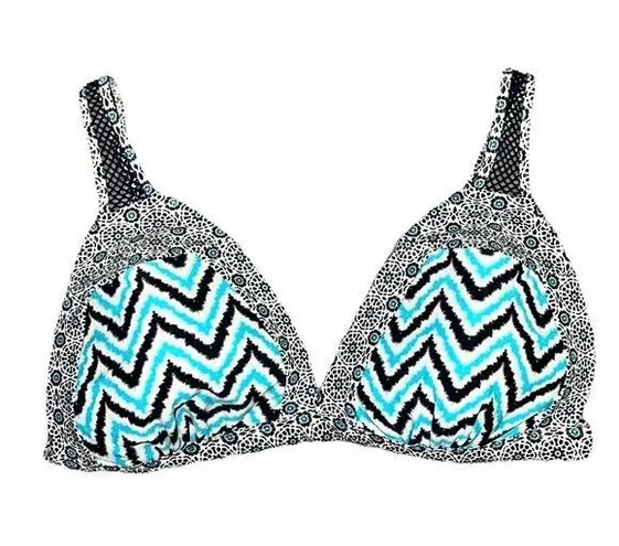 Swimsuits for All Bikini Top Swim Tie Dye Floral Mesh 18 New Blue