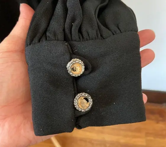 STJ by Marshall Klugman Vintage Mod 60s Black Long Sleeve Pleated Dress