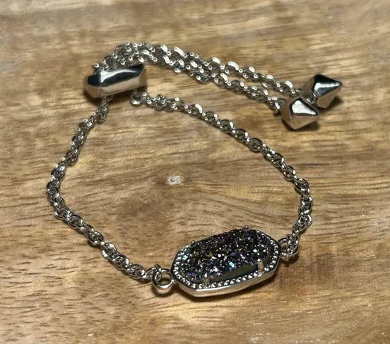 Kendra Scott  Elaina Multicolored Druzy Silver Adjustable Bracelet