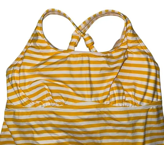 Lands' End Women's Halter Tankini Top Size 14 Yellow Striped Beachwear