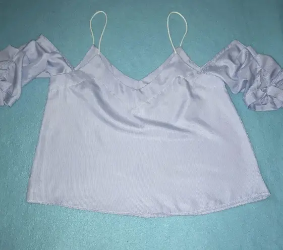 NEW Cold shoulder pinstripe pleated bow tie short sleeves size M Size M