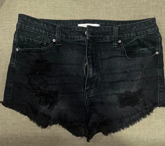 Eunina Black Distressed Jean Shorts High-Waisted