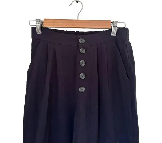 Gentle Fawn Navy Caesar Coastal Grandma High Waisted Linen Pleated Pants XS