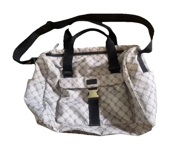 Lauren Ralph Lauren Signature RL Logo Travel Duffle Weekend Carry On Bag Gray Black