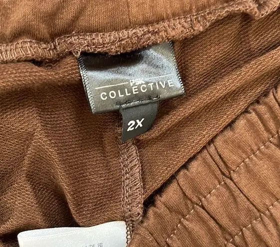 PSK Collective Curved Hem Shorts in Chocolate brown size 2X