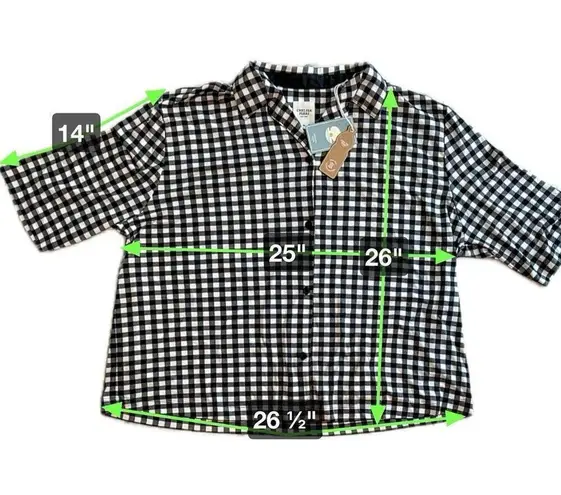 Chelsea Peers Black White Check Sleepwear Button Up Short Sleeve Top Size 20