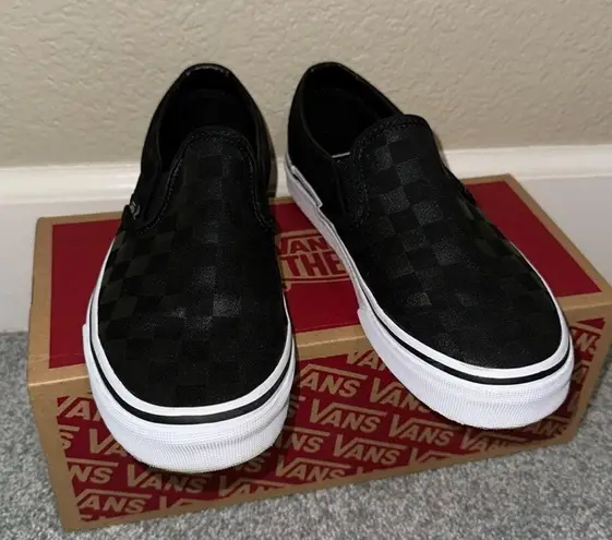 Vans  black checkered slip on sneakers