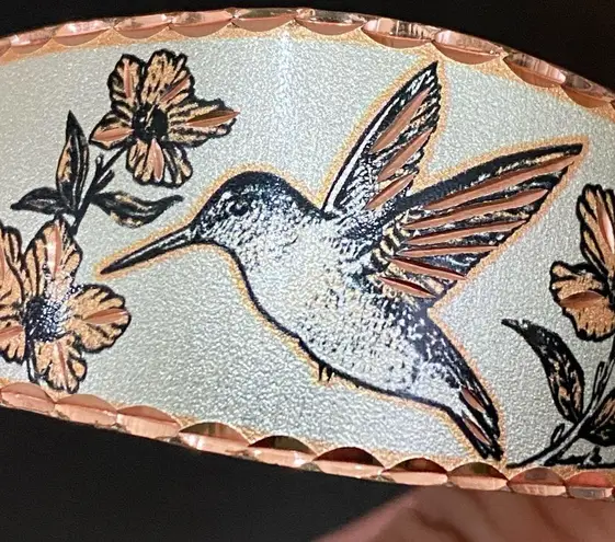 Hummingbird Handmade Artisan Copper Open Cuff Bangle Bracelet