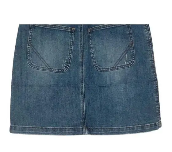 prAna NWT  Broadway Mini Jean Denim Skirt Zipper Patch Pockets 0 Blue #2633