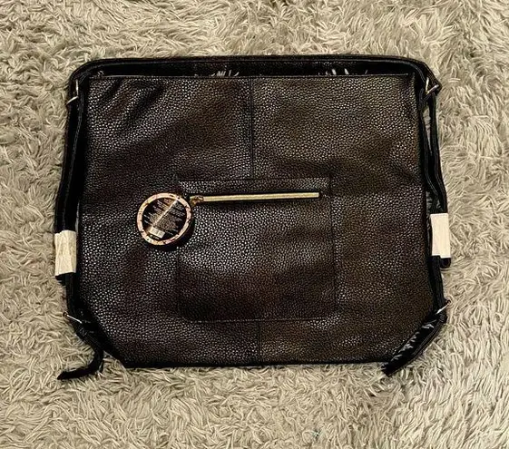 Arcadia Beauty Labs Fresh & floral 2 n 1 backpack tote Black Faux Leather NWT