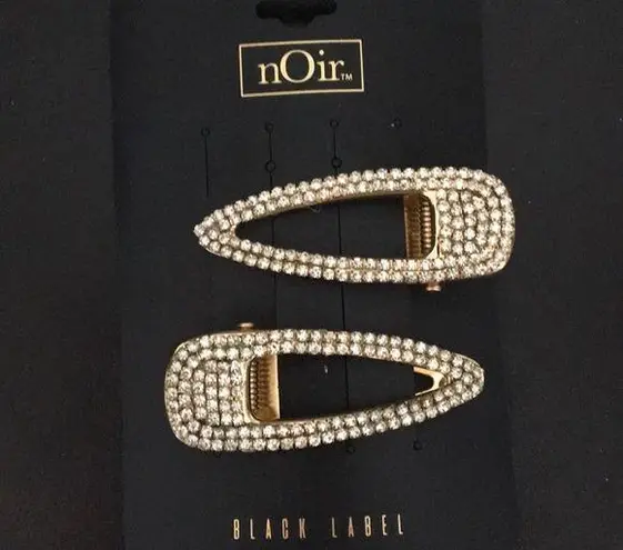 Black Label New Noir  set 2 Hair Clips w Crystals