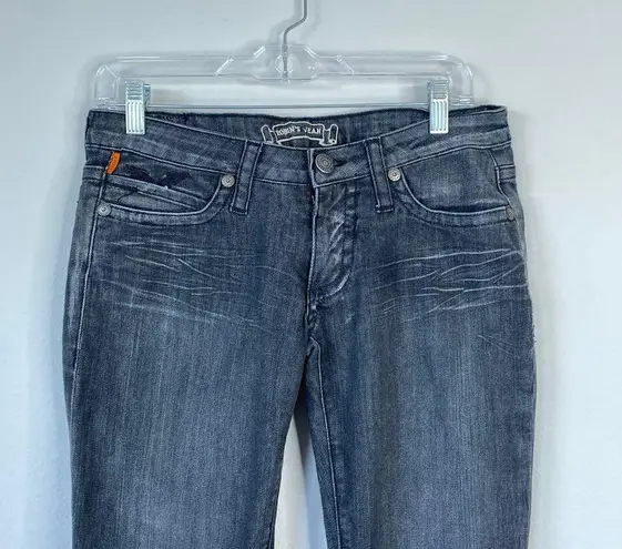 ROBIN'S JEAN Women's Size 29 Gray Winged Back Long Flap Studded Skinny Long Flap