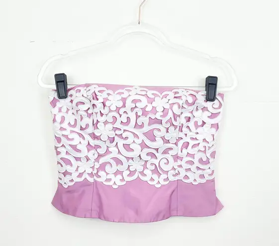 Chetta B Vintage Lilac Lace Strapless Top