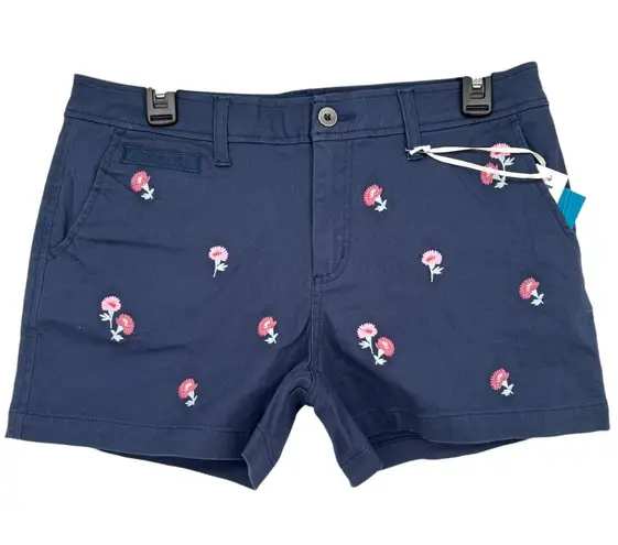 Market & Spruce Navy Blue Floral Embroidered Chino Shorts Size 2 NWT