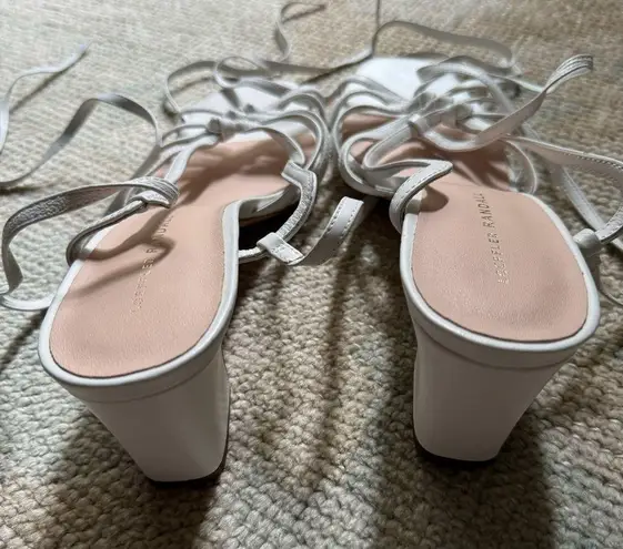 Loeffler Randall Women's Libby Ankle-Wrap White Leather Sandals | 9.5