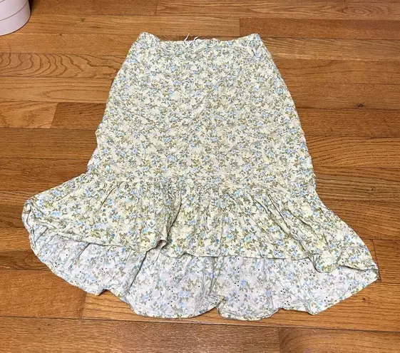 Mary Kate and Ashley Vintage Paisley Floral Skirt Size Yellow Blue Eyelet Y2k