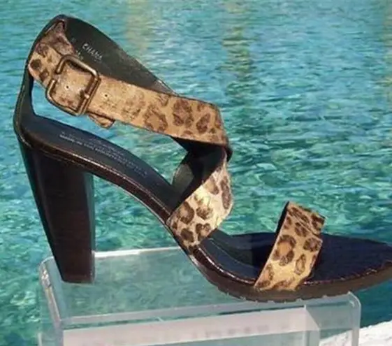 Donald Pliner Couture Hair Calf Gator Leather Sandal Shoe New Ankle Wrap $295 Brown Size 8.5