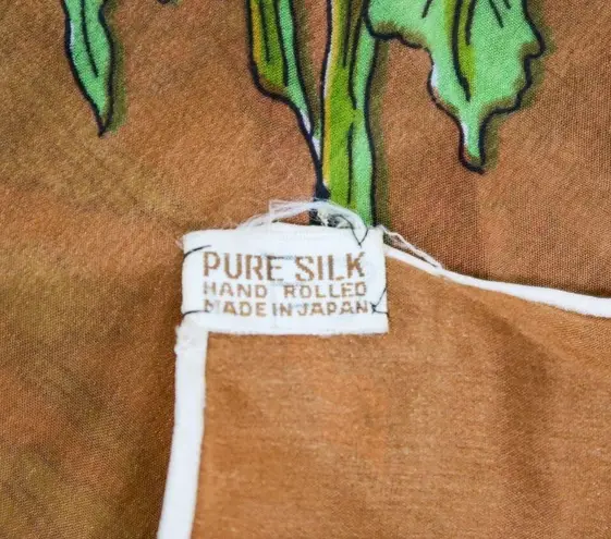 Vintage 60s Rust Floral Silk Square Scarf Wraps