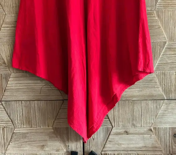 NWT Manta Del Lago Womens Midi Dress Red Sz Medium Pointed Hem Cottagecore
