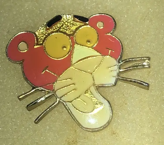 Pink Panther Cartoon Character Vintage Enamel Pin Yellow
