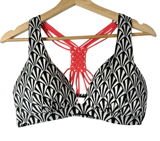 a.n.a  Black & White Geometric Printed Coral Macrame Racerback Bikini Swim Top 10 - Image 1
