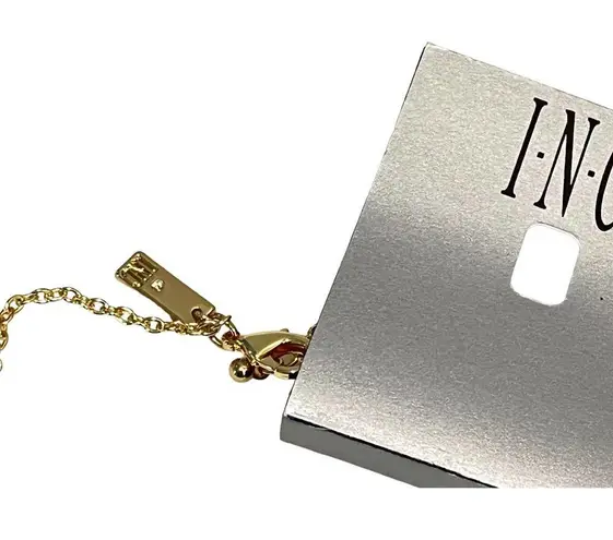 INC Gold-Tone Pave Crystal Statement TEARDROP NECKLACE 16-19” New On Card