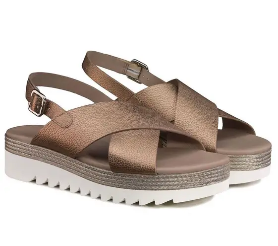 Paul Green Size 7.5 Metallic Espadrille Platform Sandal