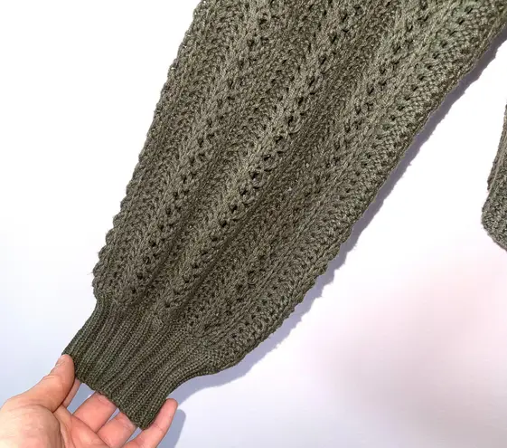 American Eagle  Hunter Green Open Knit Sweater