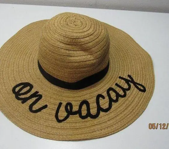 Sun Hat On Vacay Vacation Embroidered Travel Beach Boho Summer Womens Hat Tan