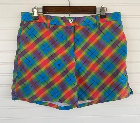 Rainbow plaid Shorts Size 12 Red