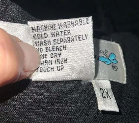 Papillon Women’s Black Linen Rayon Blend Sleeveless Maxi Embroidered Dress Sz 2X