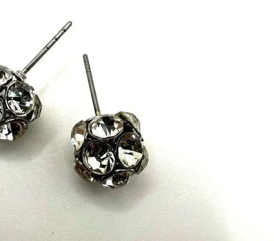 Rhinestone disco ball post earrings Silver