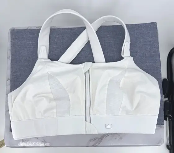 SHEFIT Ultimate Front Zip Sports Bra High Impact Adjustable Straps Full Support White Size XL - Image 1