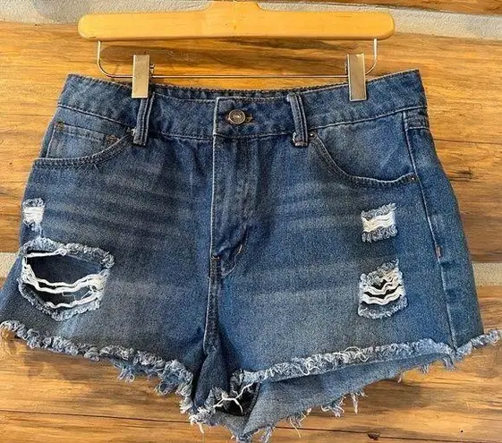 REWASH  Super High Rise Distressed Jean Short