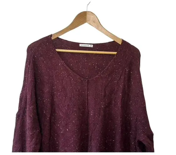Staccato Maroon V-Neck Long Sleeve Light-Weight Oversized Sweater Women's Large
