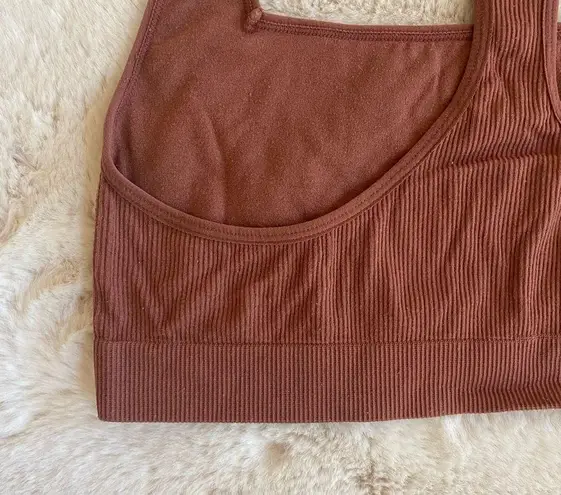 Danskin  INTIMATES Womens Size XL Brown Square Neck Racerback Bra Ribbed