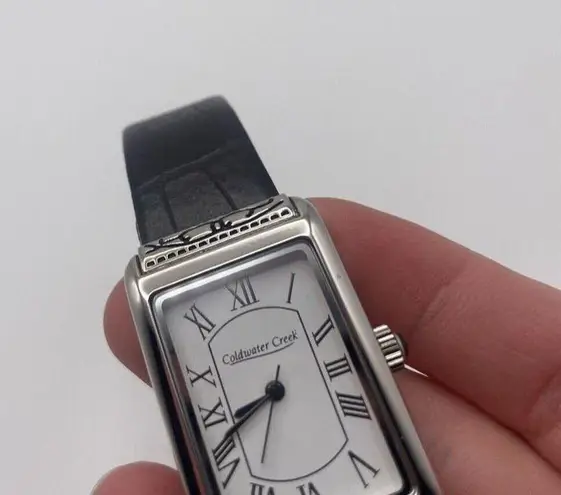 Coldwater Creek Working Watch Black Band / Silver Tone MSRP $59 Croc N Scroll