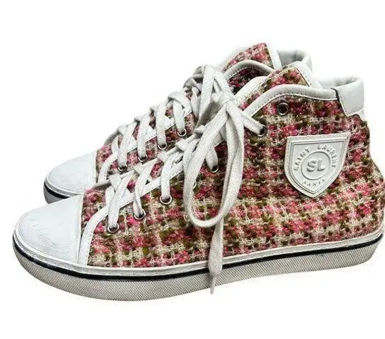 Saint Laurent MALIBU Bedford Tweed & Leather Sneaker size 40 / 9 pink white
