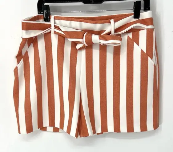 NYCC Striped Women's Shorts with Tie Belt, Sz 12 Orange