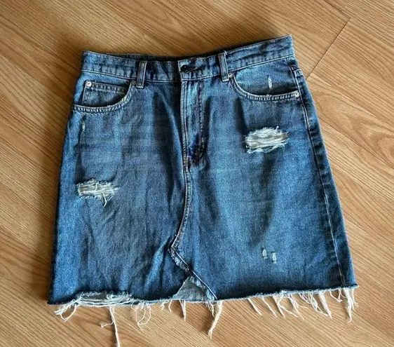 We The Free Denim Distressed Mini Skirt Size 29