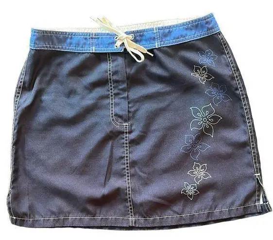 Vintage Crazy Shirts Hawaii Floral Swim Skirt sz 7 Blue