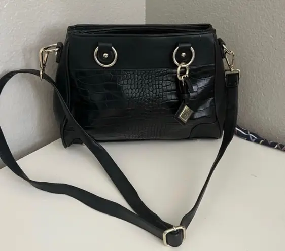 Jose Hess Leather Black Handbag Satchel Purse The Danbury Mint Crossbody