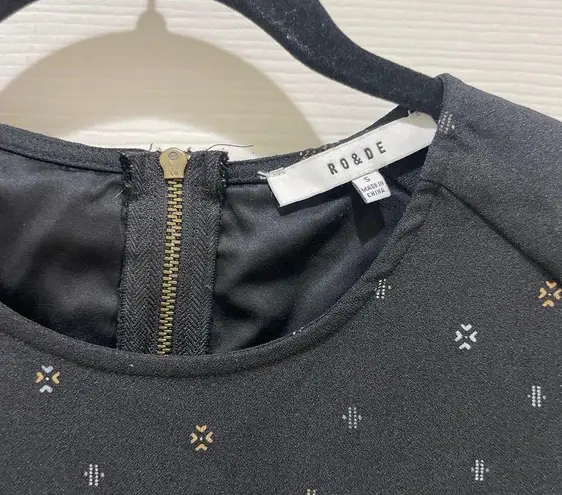 Ro & De Anthropologie Black Short Sleeve Mini Dress Small