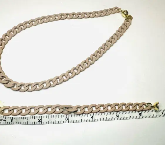 Magnetic Clasp Alexa Rae Signed BAR Clara Matte Nude Goldtone Necklace Bracelet Tan