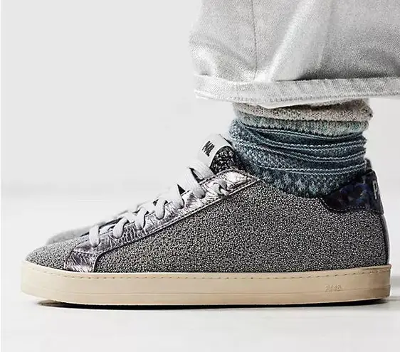 P448 John Shar Embellished Low Top Sneakers Gunmetal Silver 41 11 free people