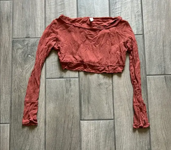 FP Movement by Free People Pink Ruched Long Sleeve Crop Top Size XS